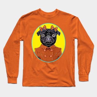 Black Pug in a Pea Coat Long Sleeve T-Shirt